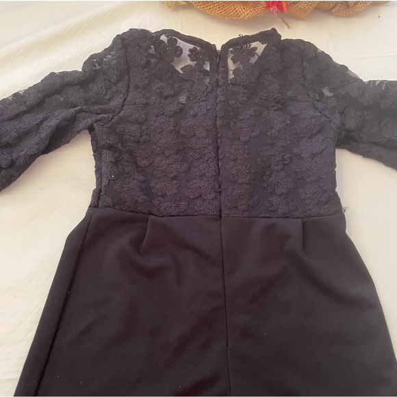 Girls Black Jumpsuit fits 8 Year Olds.Stretchy floral black on top half by SHEIN - Picture 6 of 14
